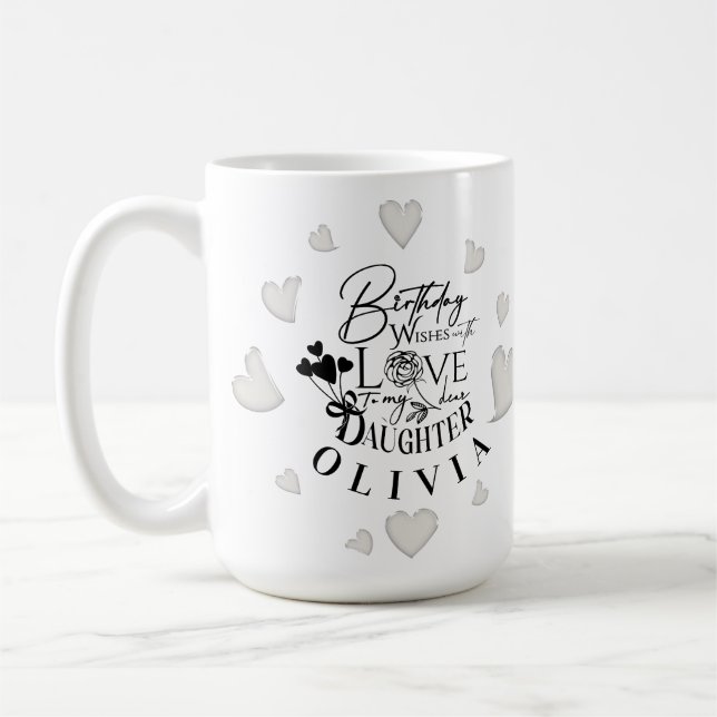 Mug Conception moderne simple d'anniversaire de fille (Gauche)