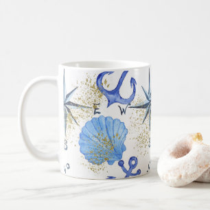 Mug Conception nautique d'aquarelle avec la poussière