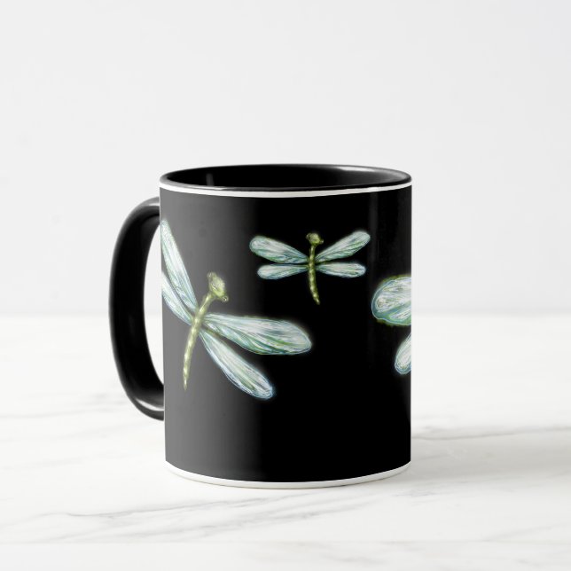 Mug Conception noire de libellule (Devant gauche)