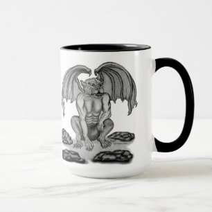 Mug Conception noire et blanche de gargouille de Golem