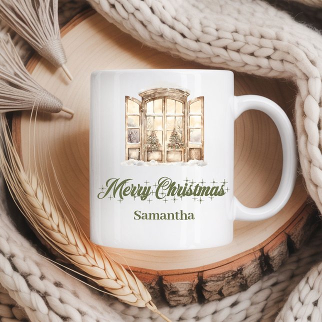 Mug Conception nordique de Noël en pastel doux et conf (Cozy soft pastel Nordic design custom name Christmas mug

)