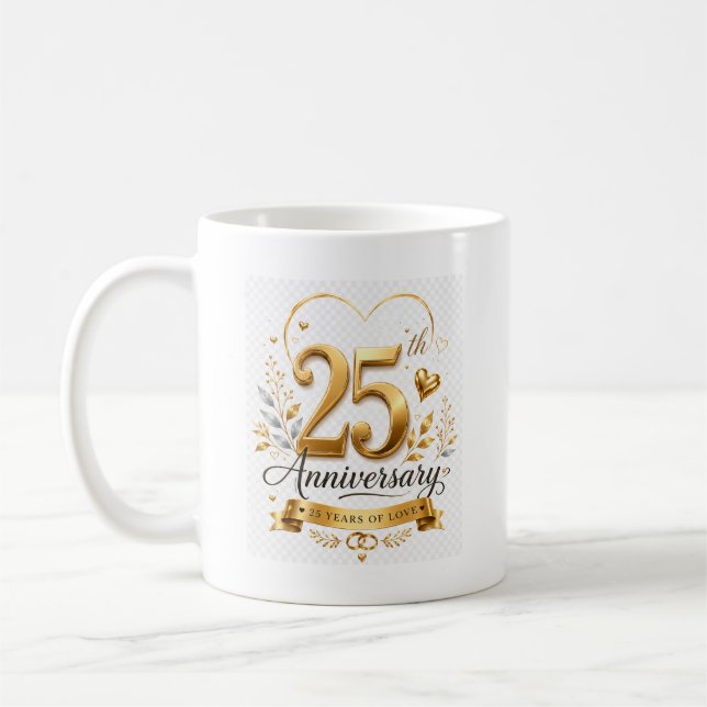 Mug Conception or en 25e anniversaire de mariage (Gauche)