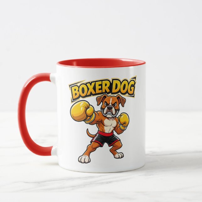 Mug Conception Originale Drôle de Boxe Boxeur Chien  (Gauche)