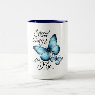 Mug Conception Papillon Bleu avec Vol Inspirant