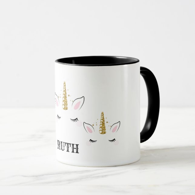 Mug Conception personnalisée de licorne avec paillette (Devant droit)