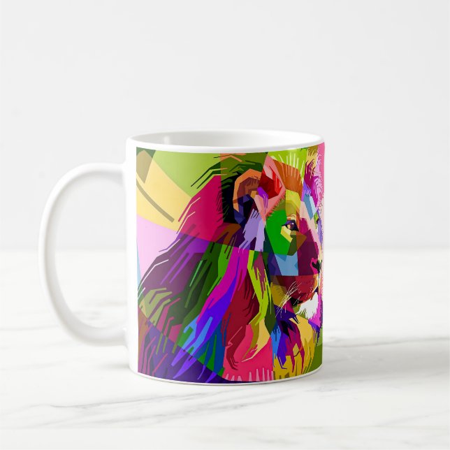 Mug Conception Pop Art Prismatique Colorée Lion-62501 (Gauche)