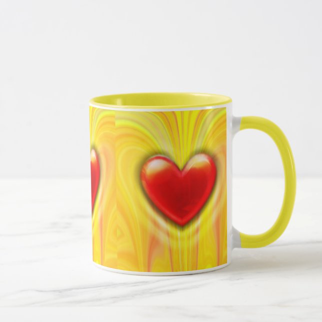 Mug Conception rouge de coeur de café de jaune en (Droite)