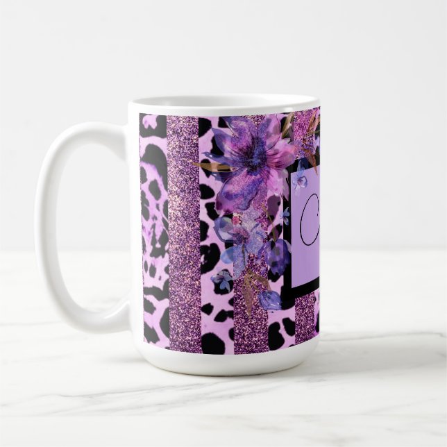 Mug Conception sassy avec imprimé léopard lavande et r (Gauche)