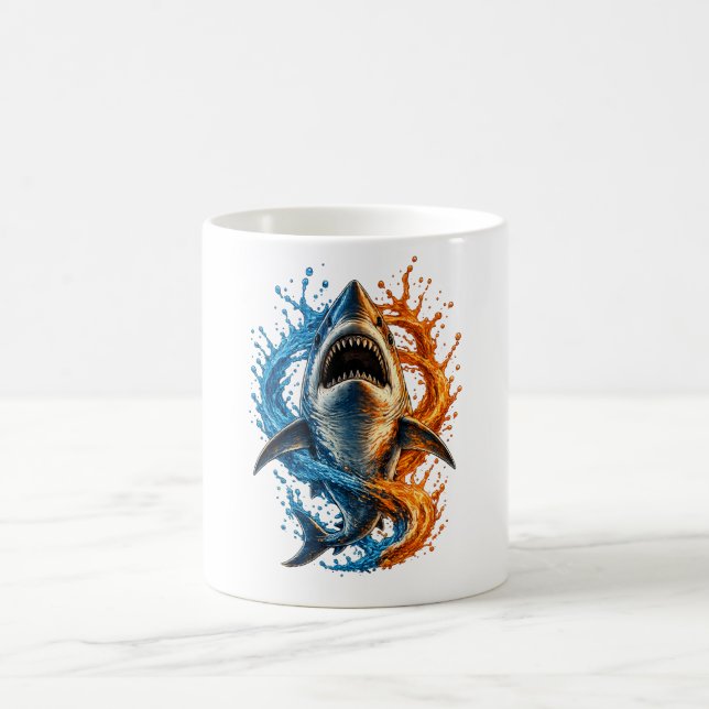 Mug Conception Splash de Requin Féroce – Océan Bleu &  (Centre)