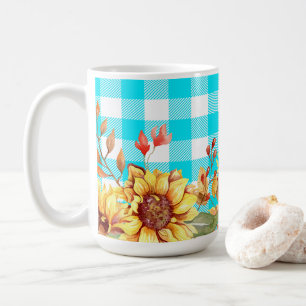 Mug Conception tournesol et Motif À damiers bleu