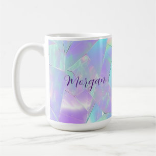Mug Conception turquoise et violette Iridescente, nom