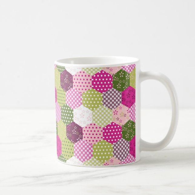 Mug Conception verte assez rose d'édredon de patchwork (Droite)