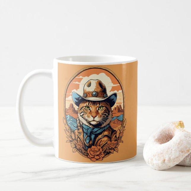 Mug Conception vintage de chats Cowboy (Avec donut)