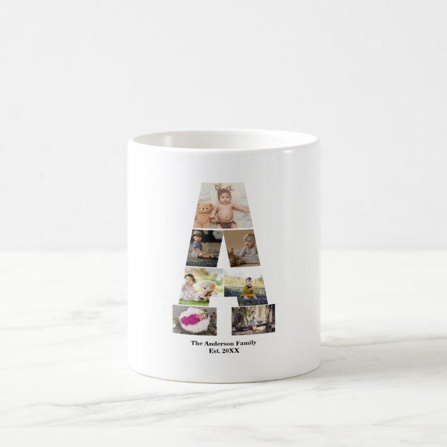 Mug Concevez votre propre lettre Un collage photo (Centre)
