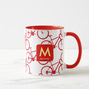 Mug concevoir votre propre initiale avec des vélos rou