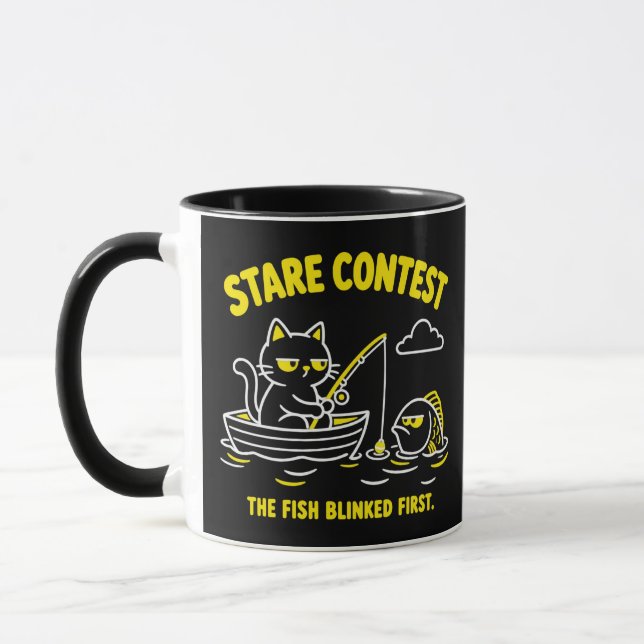 Mug Concours de regards drôles de pêche chat jaune des (Gauche)