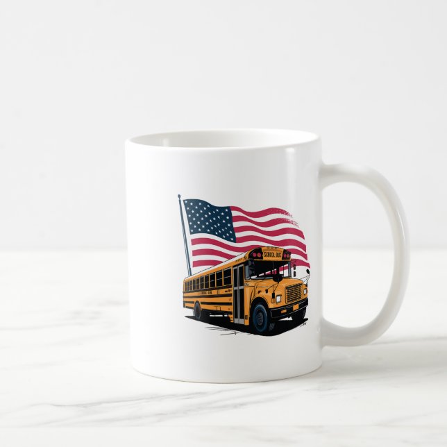 Mug Conducteur de bus scolaire Drapeau États-Unis  (Droite)