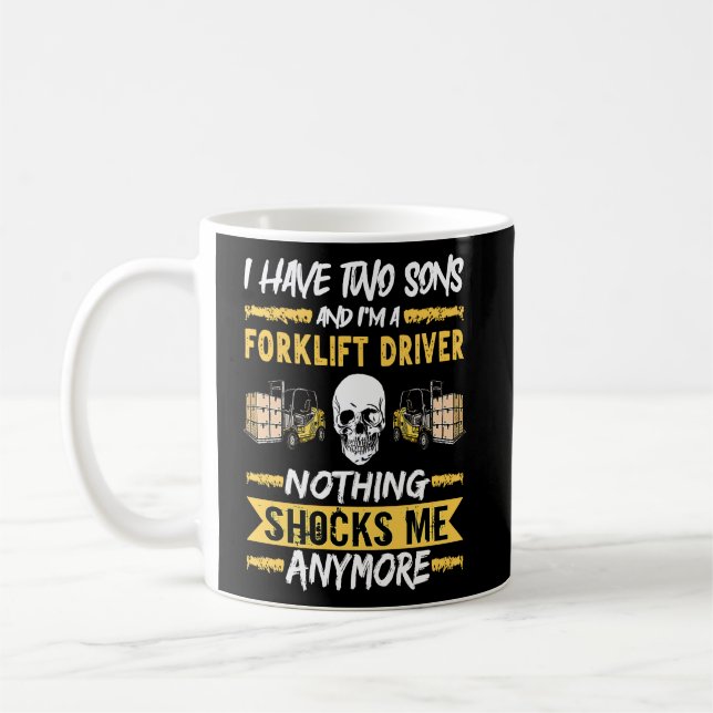 Mug Conducteur de chariot élévateur J'ai deux fils et  (Gauche)
