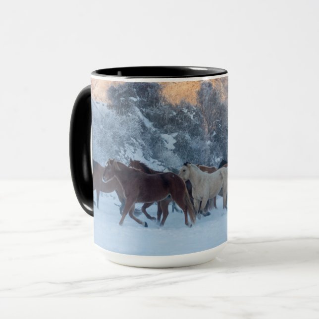 Mug Conduite de chevaux en hiver au Hideout Ranch (Devant gauche)