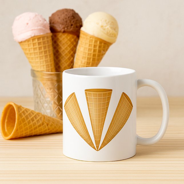 Mug Cône de glace triple gaufre dessert d'été (Créateur téléchargé)