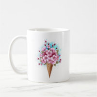 Cône rose Sakura crème glacée gaufre