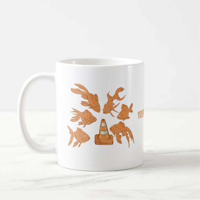Mug Cônes de la route et poisson rouge orange (Gauche)