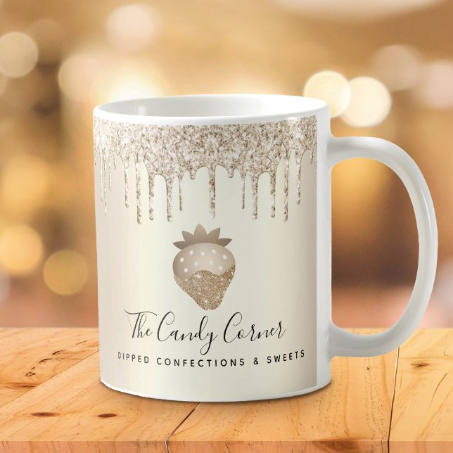 Mug Confection de fraise trempée dans l'or avec goutte (Créateur téléchargé)
