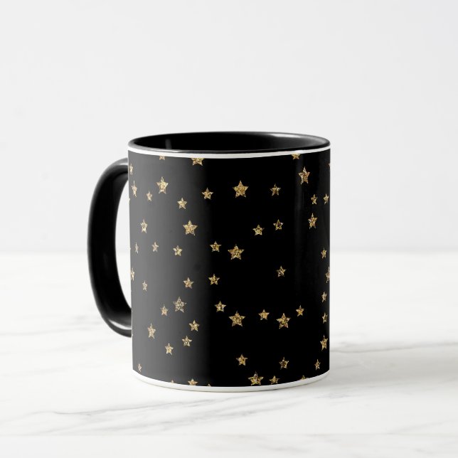Mug Confetti étoiles dorées parties scintillant brilla (Devant gauche)