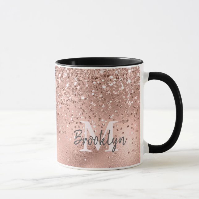 Mug Confetti Monogramme de Parties scintillant d'or Ro (Droite)