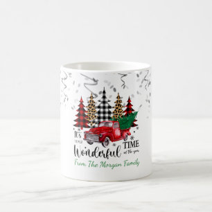 Mug Confetti, Noël Red Truck Pine Tree neige