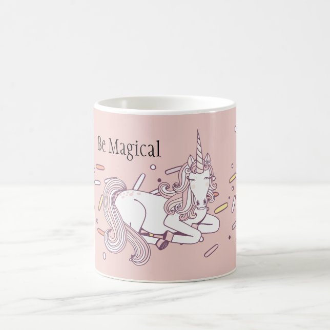 Mug Confettis de licorne magique rose (Centre)
