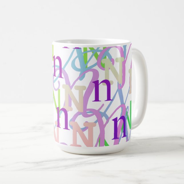 Mug Confettis en forme de lettre "N" (Devant droit)
