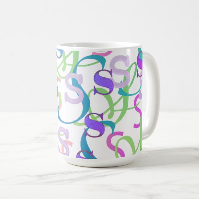 Mug Confettis en forme de lettre "S" (Devant droit)