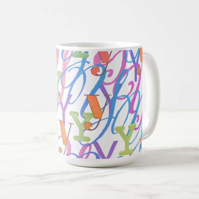 Mug Confettis en forme de lettre "Y" (Devant droit)