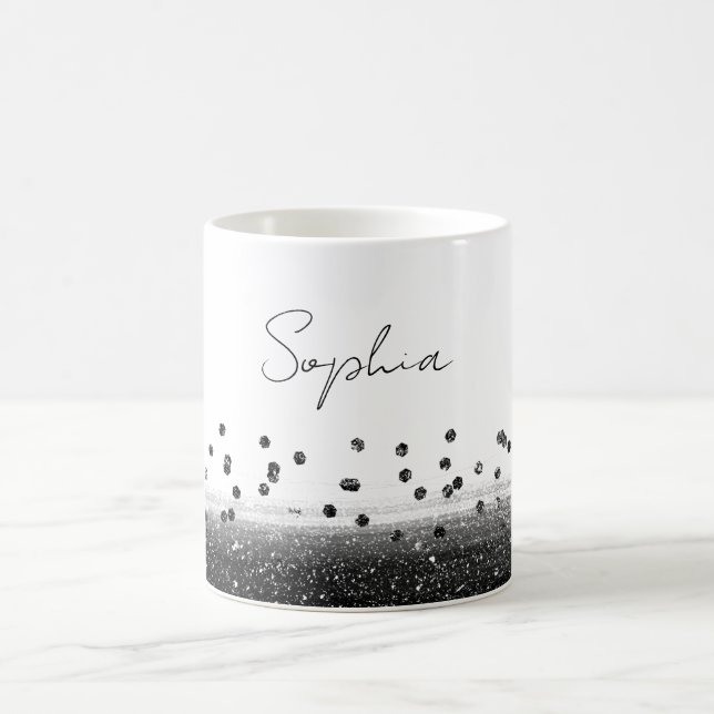 Mug Confettis noirs scintillants de manière unique (Centre)