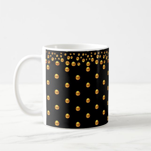 Mug Confettis Point Doré sur Fond Noir (Gauche)