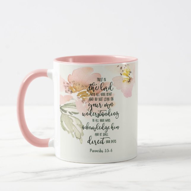 Mug Confiance dans le Seigneur floral (Gauche)