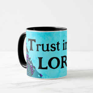 Mug Confiance Dans Le Seigneur Poisson Feuilles Purple