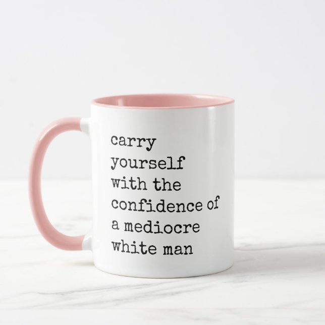 Mug Confiance d'une citation médiocre de White Man (Gauche)