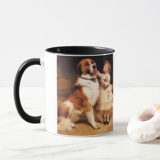 Mug Confiance par Charles Burton Barber, Chien Saint-B (Avec donut)