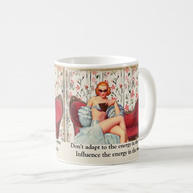 Mug Confiance vintage Retro Lady & Citation Motivation (Devant droit)