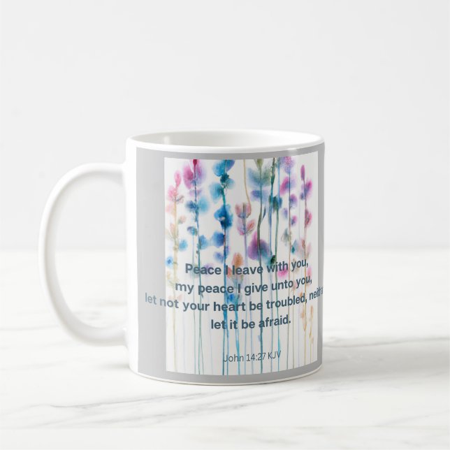 Mug Confort des vers bibliques avec fleurs d'aquarelle (Gauche)