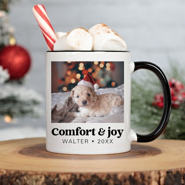 Mug Confort & Joie Photo et nom Noël moderne (Créateur téléchargé)