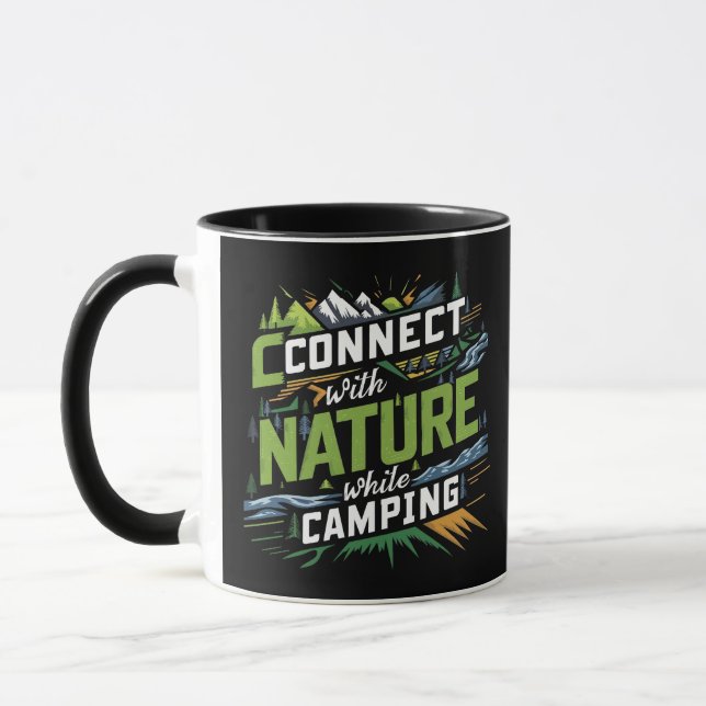 Mug Connectez-vous à la nature en camping, mule noire (Gauche)