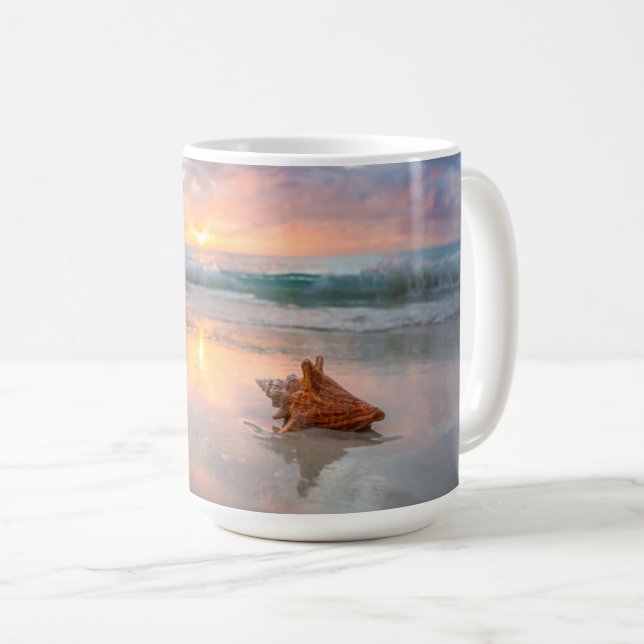 Mug Conque Shell sur la plage | Jamaïque (Devant droit)