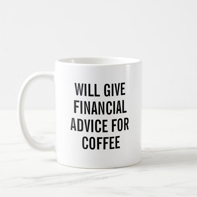 Mug Conseil financier Café amusant planificateur finan (Gauche)