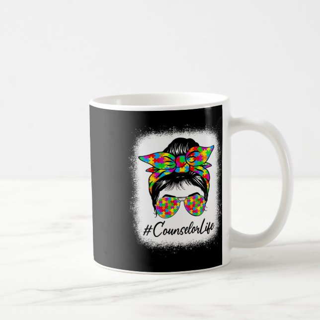 Mug Conseillère Messy Bun Femmes soutenant l'autisme (Droite)