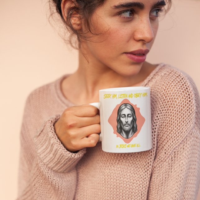 Mug Conseils divins : Chercher, Écouter, Obey (Créateur téléchargé)
