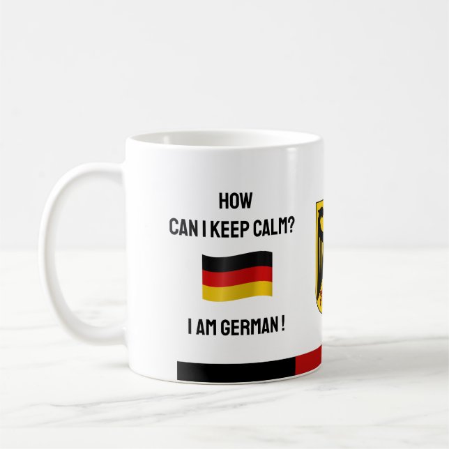 Mug Conserver le calme Allemagne & Drôle Texte, drapea (Gauche)