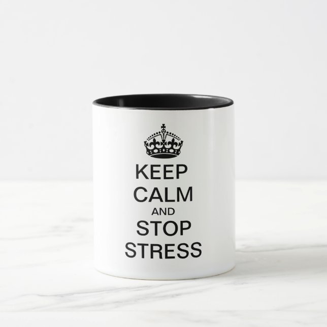 Mug Conserver le calme et STOP STRESS - texte personna (Centre)